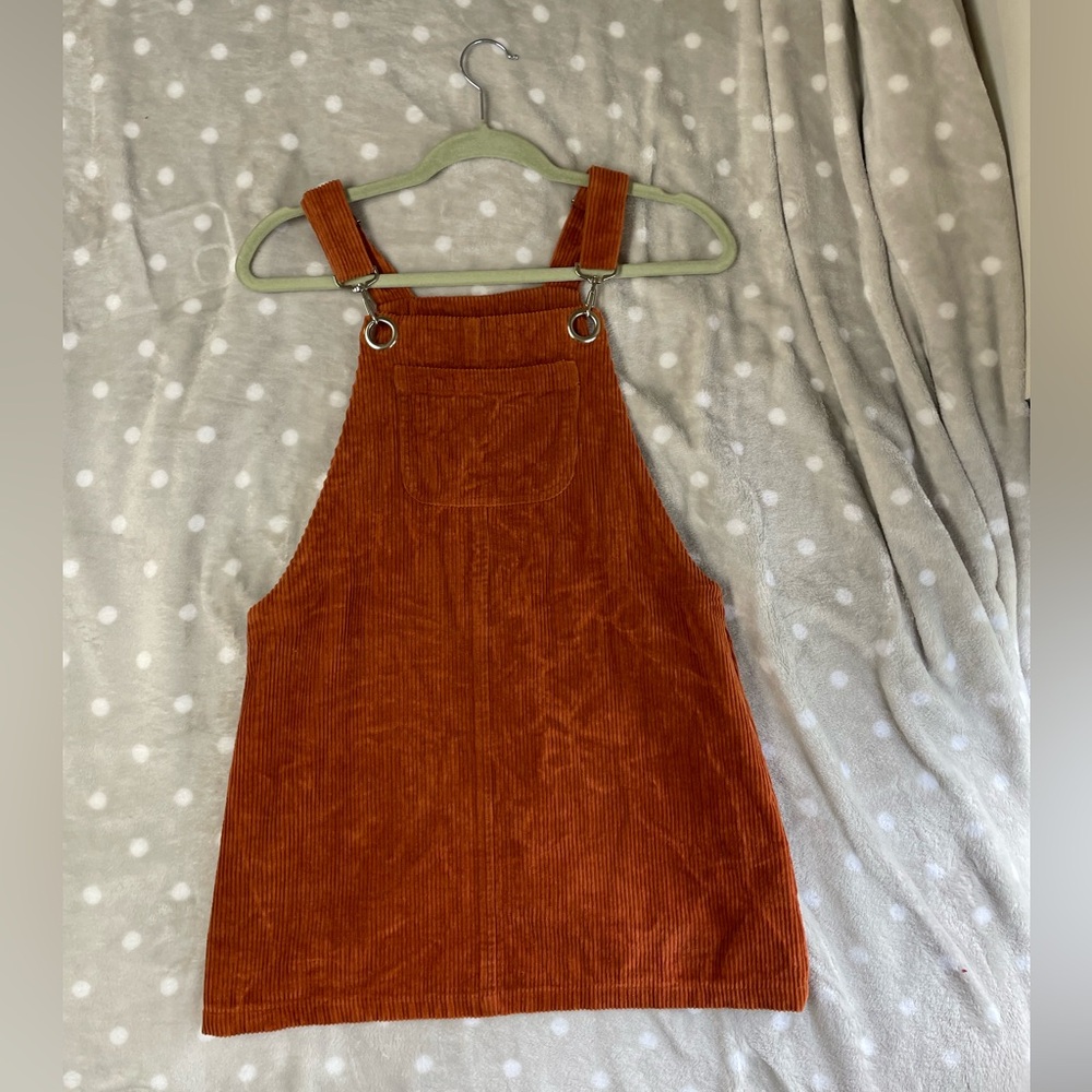 Forever 21 Rust Corduroy Mini Pinafore Dress